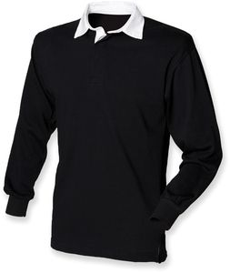 Front Row FR100 - Long Sleeve Plain Rugby Shirt Black