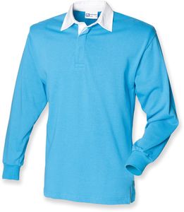 Front Row FR100 - Long Sleeve Plain Rugby Shirt Surf Blue