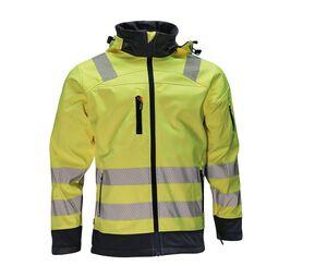 Herock HK190 - Gregor High Visibility Softshell Jacket  Fluorescent Yellow/Navy