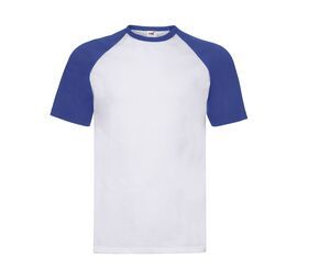 Fruit of the Loom SC237 - Short Sleeve Baseball T (61-026-0) White / Royal Blue