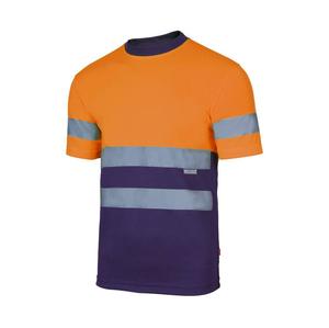 VELILLA V5506 - T-SHIRT TECHNIQUE BICOLORE HAUTE VISIBILITÉ Fluo Orange / Navy