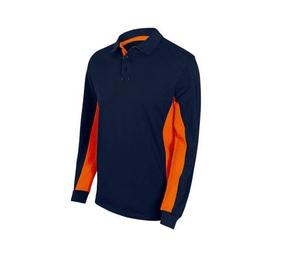 VELILLA V5514 - Pitkähihainen kaksisävyinen poolopaita Navy / Orange