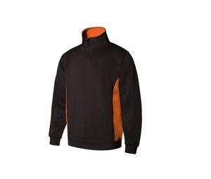 VELILLA V5704 - SWEAT BICOLORE COL ZIPPÉ Black / Orange