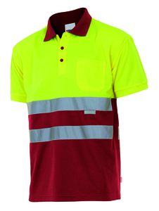 Velilla 173 - HV SS TWO-TONE POLO Red/Hi-Vis Yellow