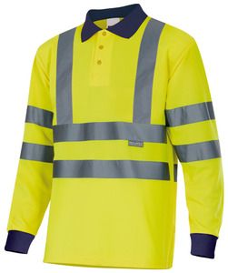 Velilla 305503 - HV LS TWO-TONE POLO MARINE BLUE/HI-VIS YELLOW